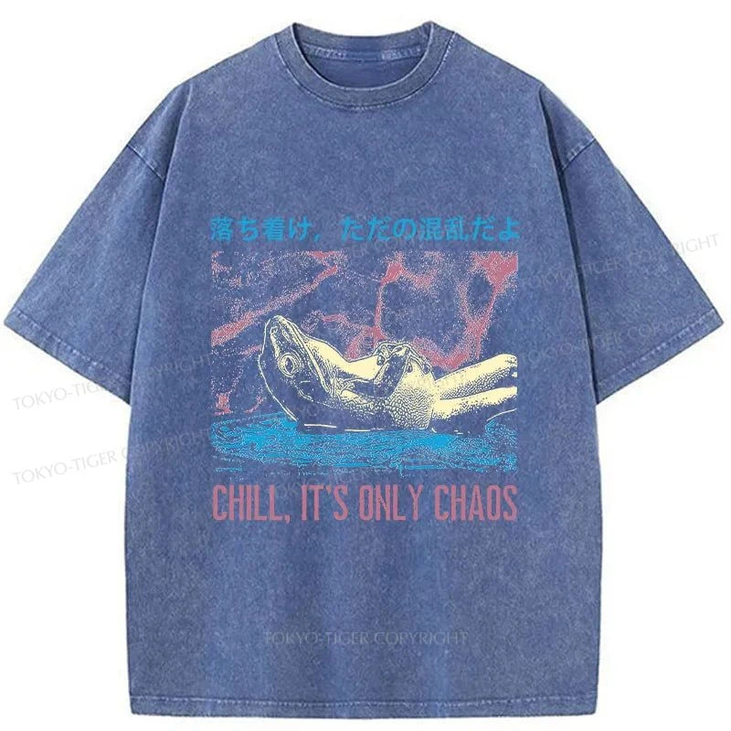 Tokyo-Tiger Stay Calm Frog Japanese Washed T-Shirt