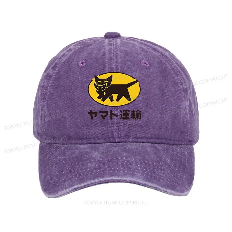 Tokyo-Tiger Black Cat Transport Pattern Japanese Washed Cap