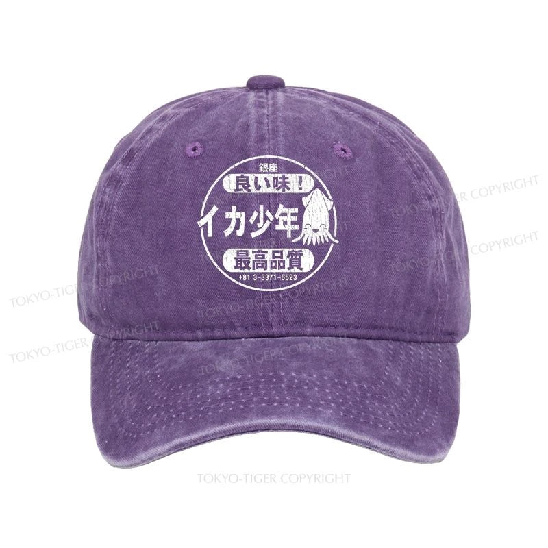 Tokyo-Tiger Ika Squid Boy Restaurant Washed Cap