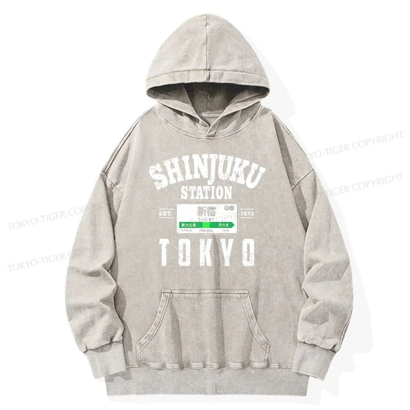 Tokyo-Tiger Shinjuku Station Yamanote Line Washed Hoodie