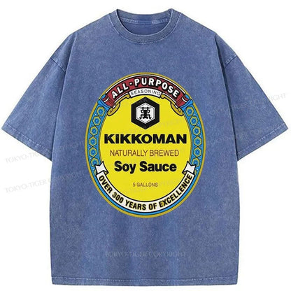 Tokyo-Tiger Kikkoman Soy Sauce Logo Washed T-Shirt