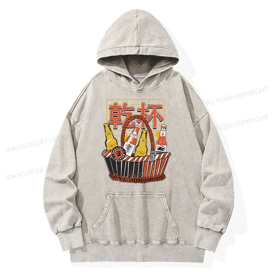 Tokyo-Tiger Have A Beer Together Washed Hoodie