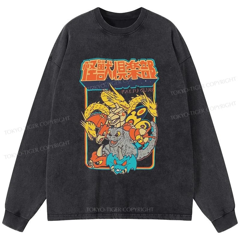 Tokyo-Tiger Kaiju Club Japanese Washed Long Sleeve T-Shirt