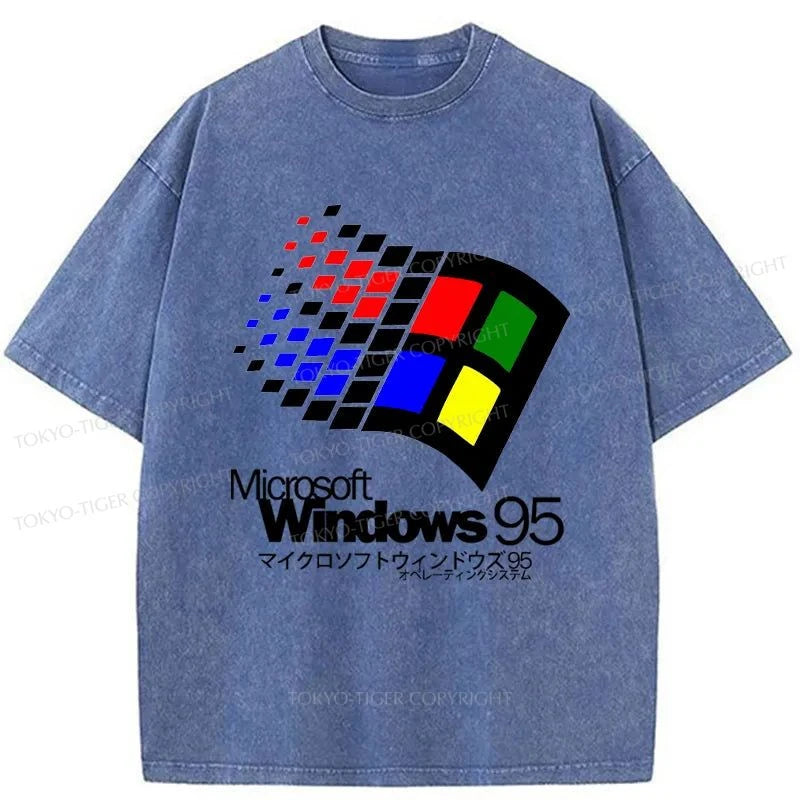 Tokyo-Tiger Windows 95 Logo Washed T-Shirt