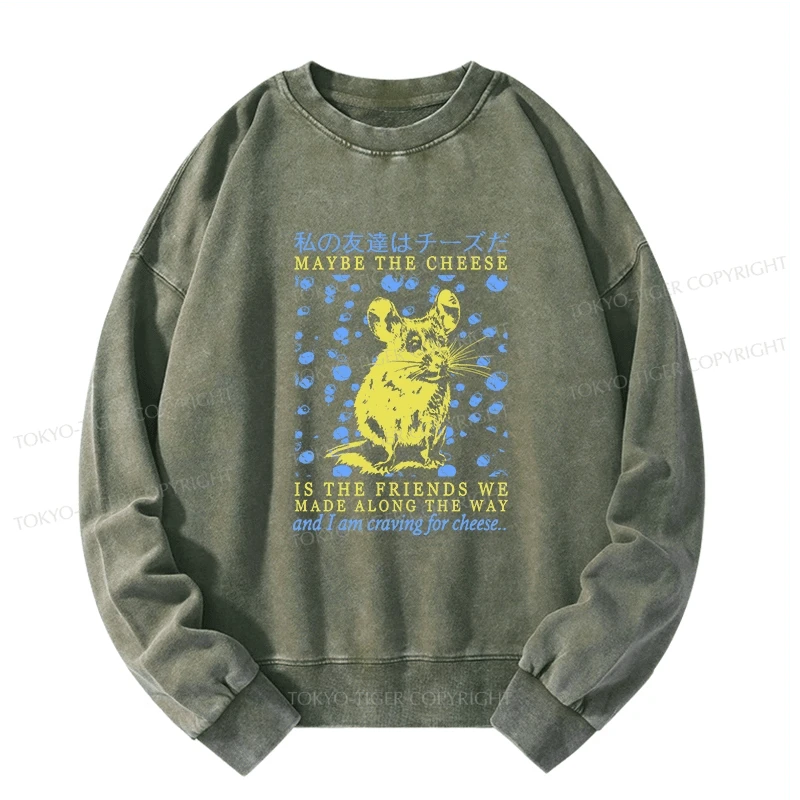 Tokyo-Tiger My Friend Is Cheese Washed Sweatshirt