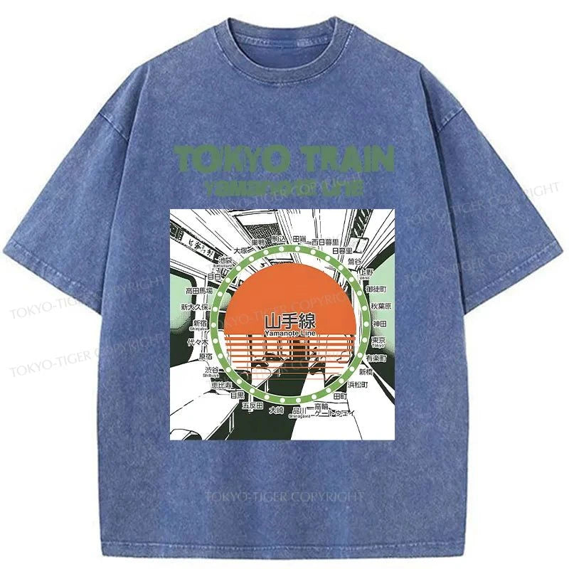 Tokyo-Tiger Yamanote Line Washed T-Shirt