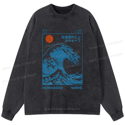 Tokyo-Tiger Hokkaido Wave Japan Washed Long Sleeve T-Shirt