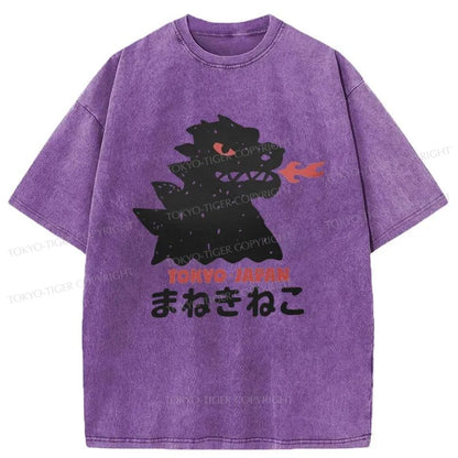 Tokyo-Tiger Japanese Fortune Cat Washed T-Shirt