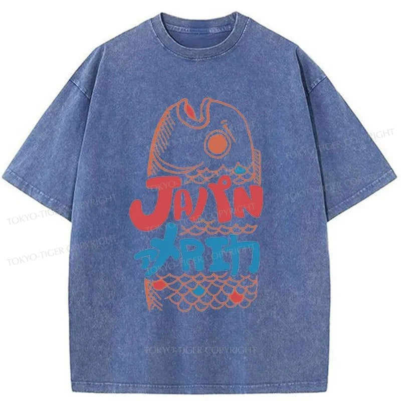 Tokyo-Tiger Japanese Fish Washed T-Shirt