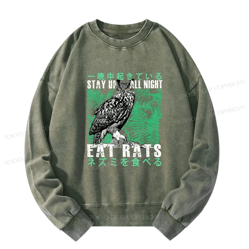 Tokyo-Tiger Owls Prey On Rats At Night Washed Sweatshirt