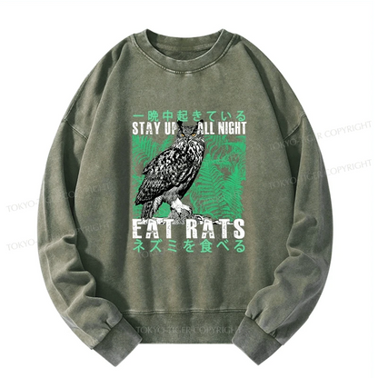 Tokyo-Tiger Owls Prey On Rats At Night Washed Sweatshirt