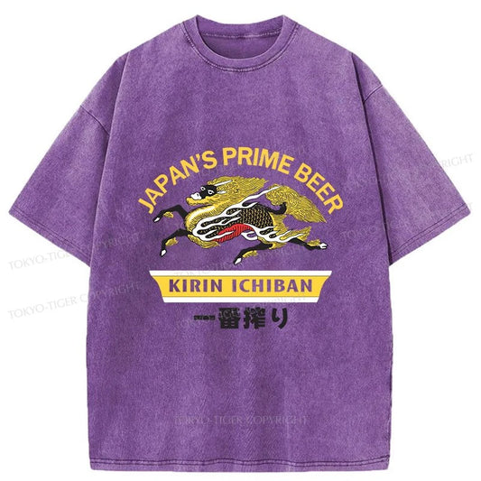 Tokyo-Tiger Kirin Ichiban Beer Logo Japanese Washed T-Shirt