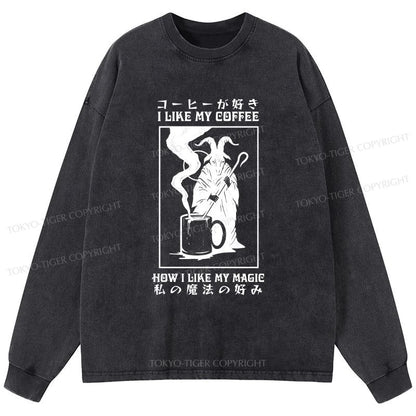 Tokyo-Tiger I Like My Coffee Washed Long Sleeve T-Shirt