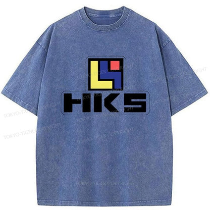 Tokyo-Tiger HKS Retro Logo Racing JDM Washed T-Shirt