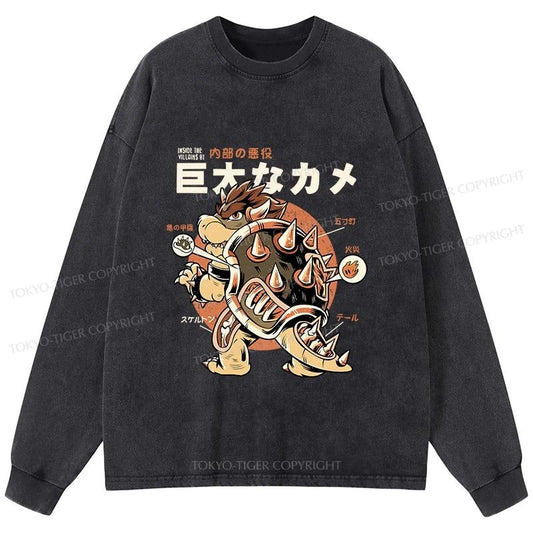 Tokyo-Tiger Vintage Kame Monster Washed Long Sleeve T-Shirt