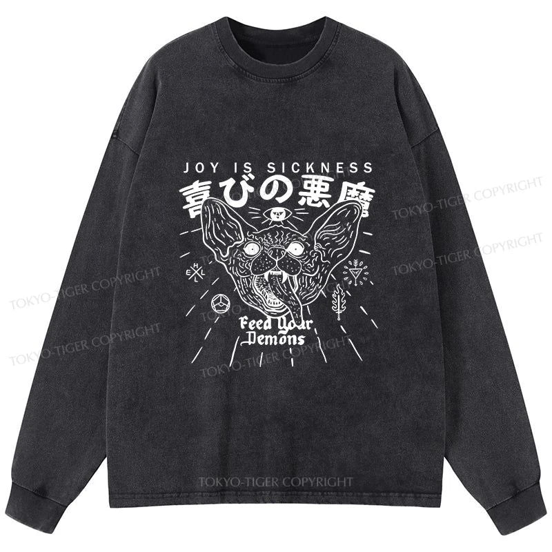 Tokyo-Tiger Joy Is Sickness Washed Long Sleeve T-Shirt