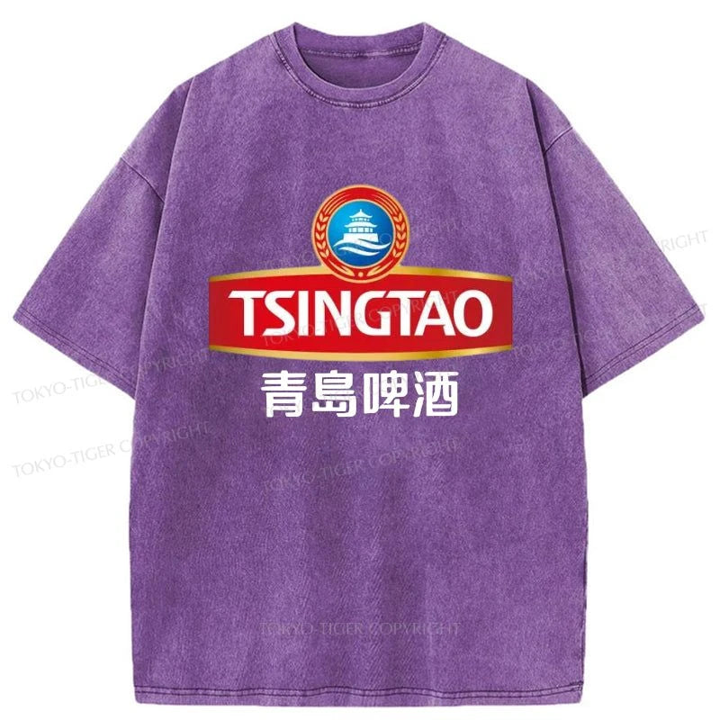 Tokyo-Tiger Qingdao Beer Logo Washed T-Shirt