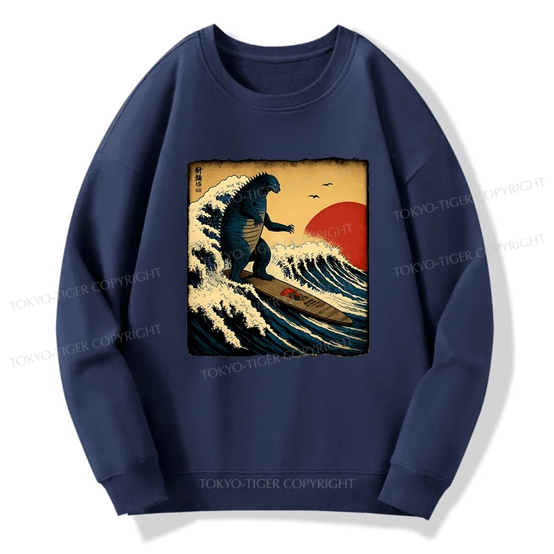 Tokyo-Tiger The Great Wave Godzilla Sweatshirt