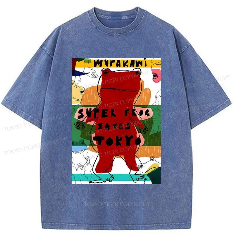 Tokyo-Tiger Super Frog Saves Tokyo Washed T-Shirt