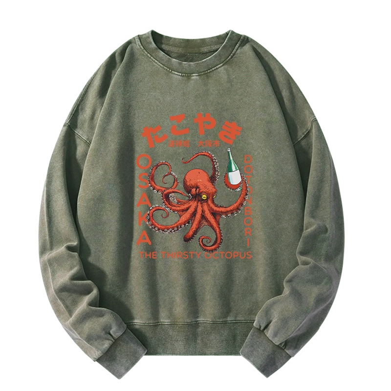 Tokyo-Tiger Octopus Drinks Soju Washed Sweatshirt