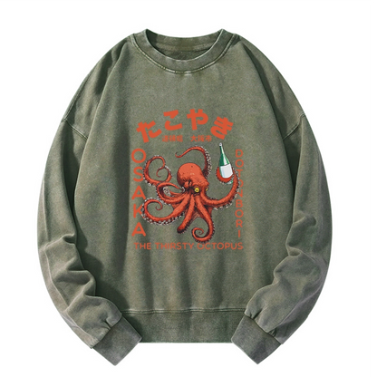 Tokyo-Tiger Octopus Drinks Soju Washed Sweatshirt