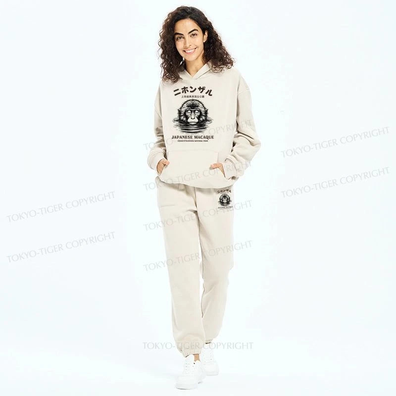 Tokyo-Tiger The Macaque Monkey In The Bath Japanese Fleece Lined Hoodie Set