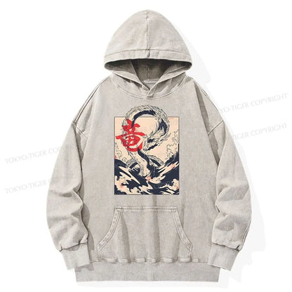 Tokyo-Tiger Sea Dragon Japanese Washed Hoodie