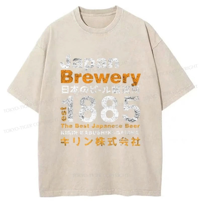 Tokyo-Tiger Japan Brewery Kirin 1885 Washed T-Shirt