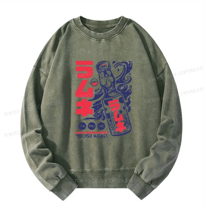 Tokyo-Tiger Ramune Print Japanese Washed Sweatshirt