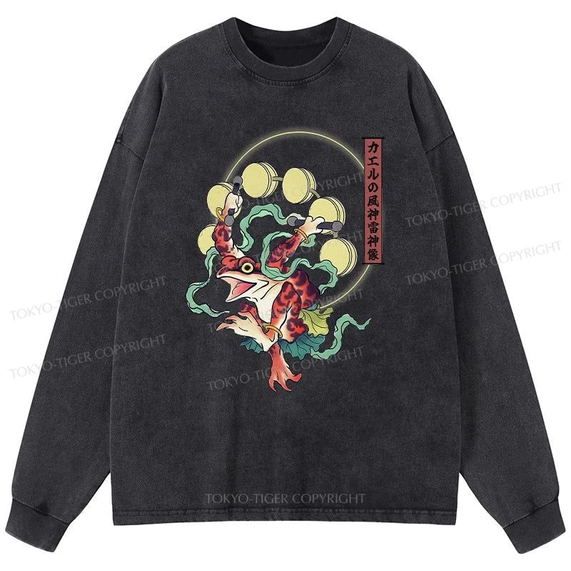 Tokyo-Tiger Frog Monster Japanese Washed Long Sleeve T-Shirt