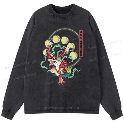 Tokyo-Tiger Frog Monster Japanese Washed Long Sleeve T-Shirt