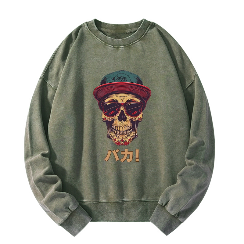 Tokyo-Tiger Fashion Skull Japanese Washed Sweatshirt