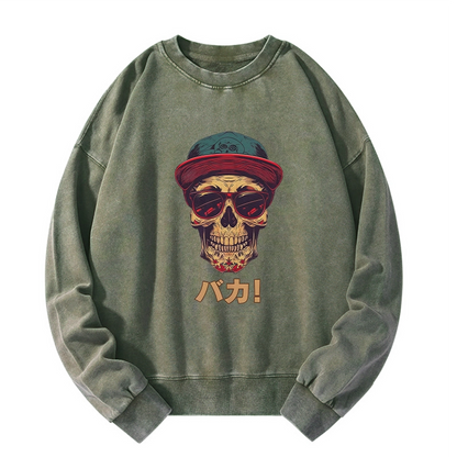 Tokyo-Tiger Fashion Skull Japanese Washed Sweatshirt