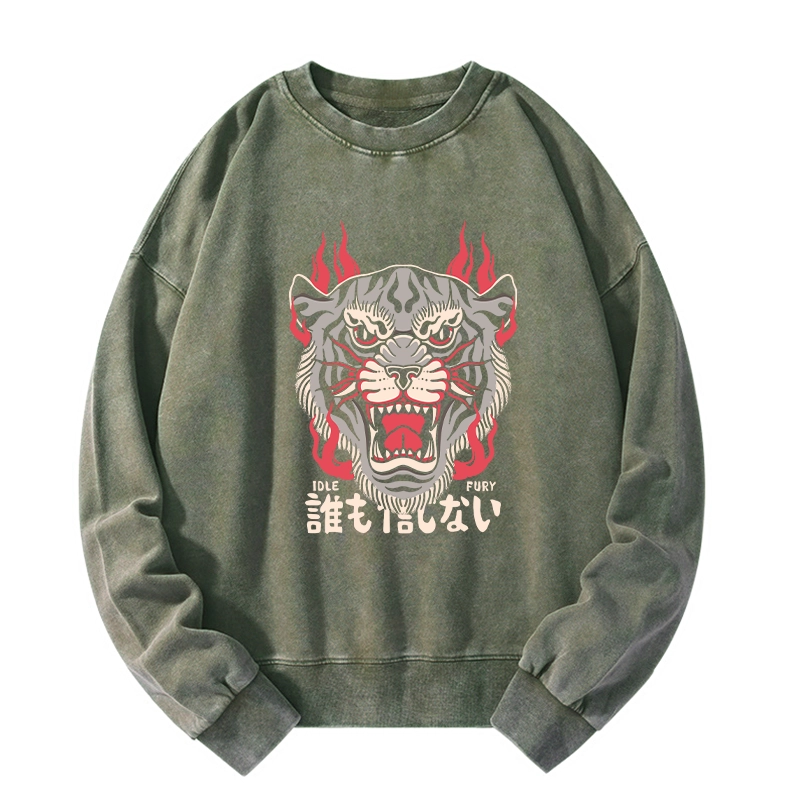 Tokyo-Tiger Japanese Tiger Fire Washed Sweatshirt