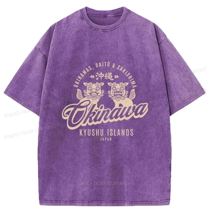 Tokyo-Tiger Okinawa Stone Lion Japanese Washed T-Shirt