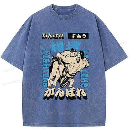 Tokyo-Tiger Sumo Fight Japanese Washed T-Shirt