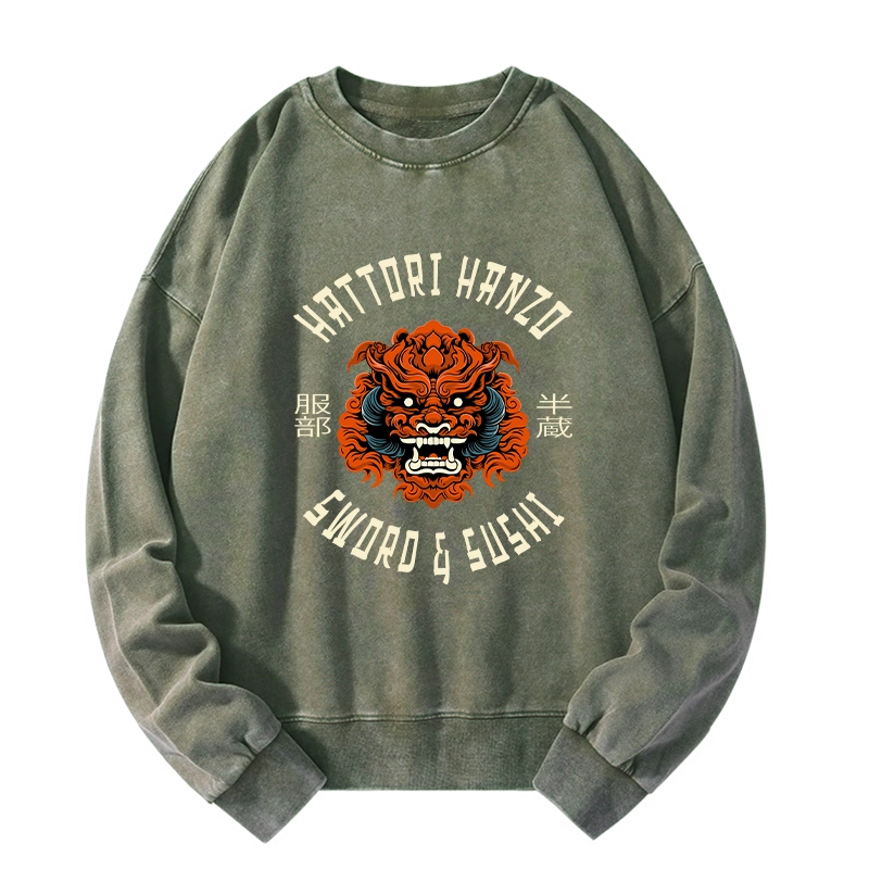 Tokyo-Tiger Japanese Hattori Hanzo Prints Washed Sweatshirt