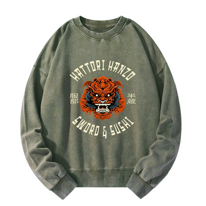 Tokyo-Tiger Japanese Hattori Hanzo Prints Washed Sweatshirt