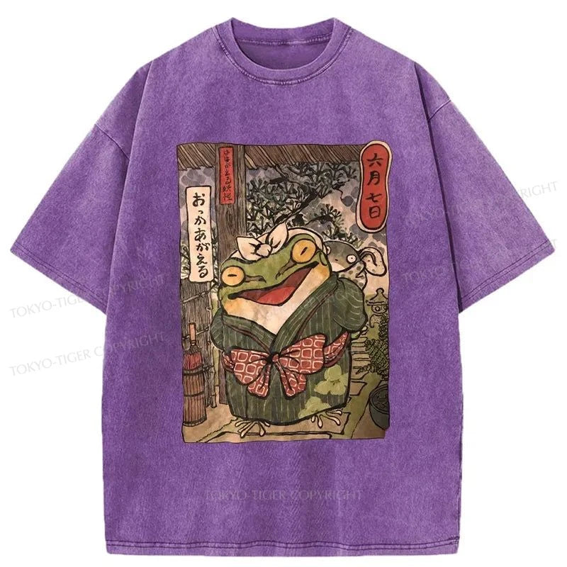 Tokyo-Tiger A Warm Family Of Frogs Washed T-Shirt