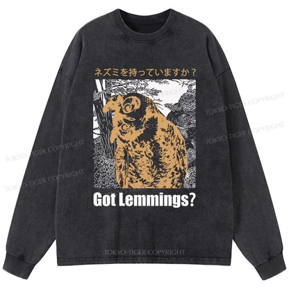 Tokyo-Tiger Do You Have Lemmings Japanese Washed Long Sleeve T-Shirt