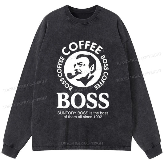 Tokyo-Tiger Boss Is The Boss Of Them All Washed Long Sleeve T-Shirt