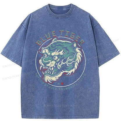 Tokyo-Tiger Blue Tiger Japanese Washed T-Shirt