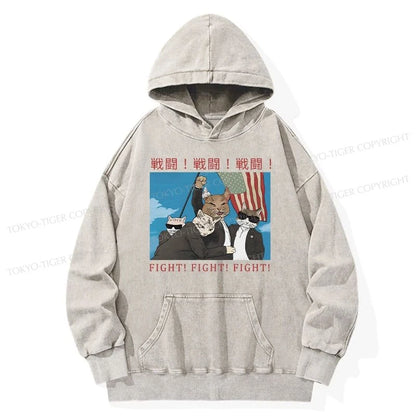 Tokyo-Tiger Fight Cat Japanese Washed Hoodie