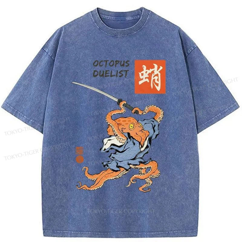 Tokyo-Tiger Octopus Warrior Washed T-Shirt