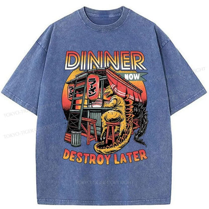 Tokyo-Tiger Dinner Now Destroy Later Washed T-Shirt