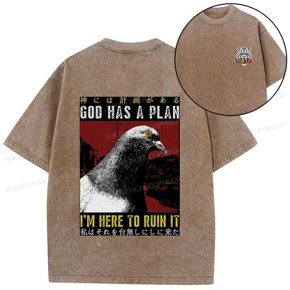 Tokyo-Tiger Pigeons That Want To Break The Plan Front Back Washed T-Shirt