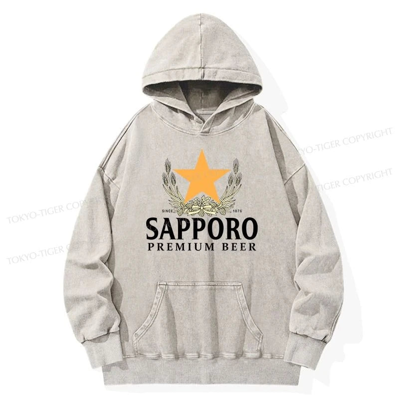 Tokyo-Tiger Sapporo Beer Logo Japanese Washed Hoodie