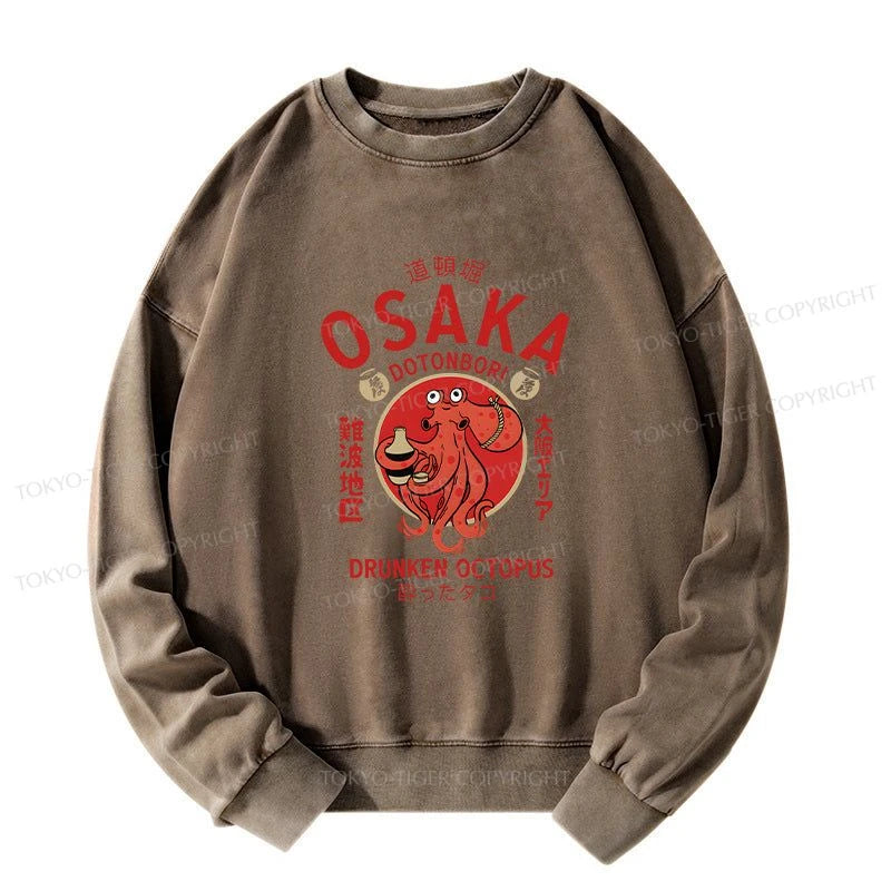 Tokyo-Tiger Drunken Octopus Japan Washed Sweatshirt