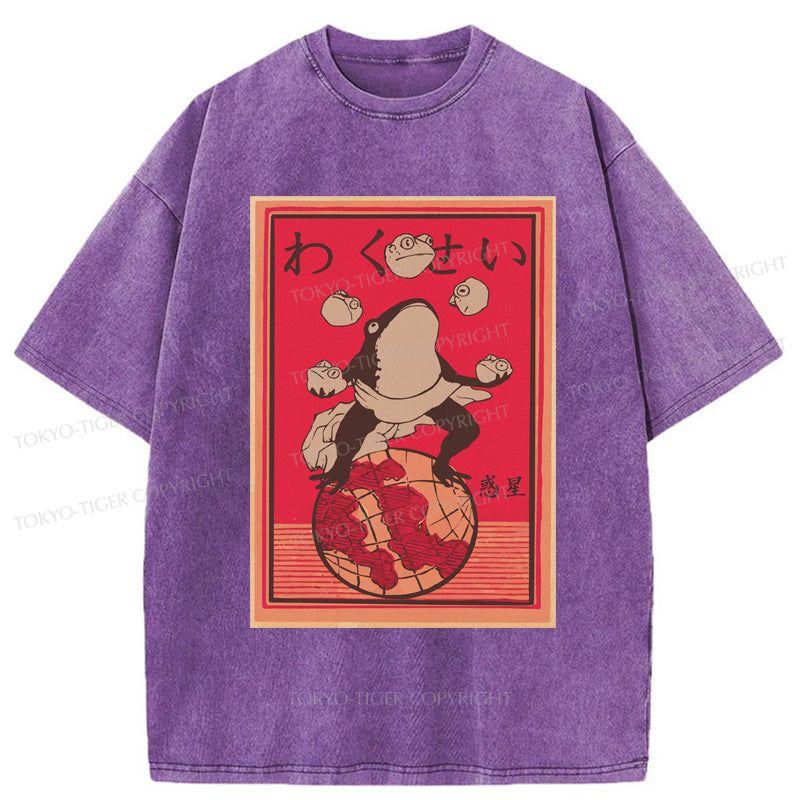 Tokyo-Tiger Wakusei Frog Funny Washed T-Shirt