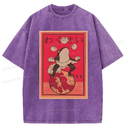 Tokyo-Tiger Wakusei Frog Funny Washed T-Shirt